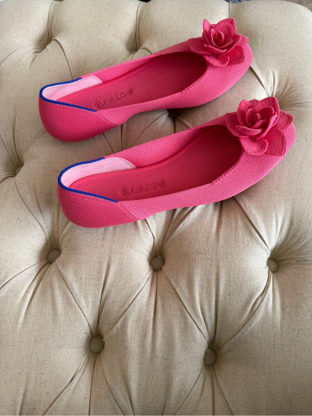 Rothy's Hot Pink Floral Ballet Flats